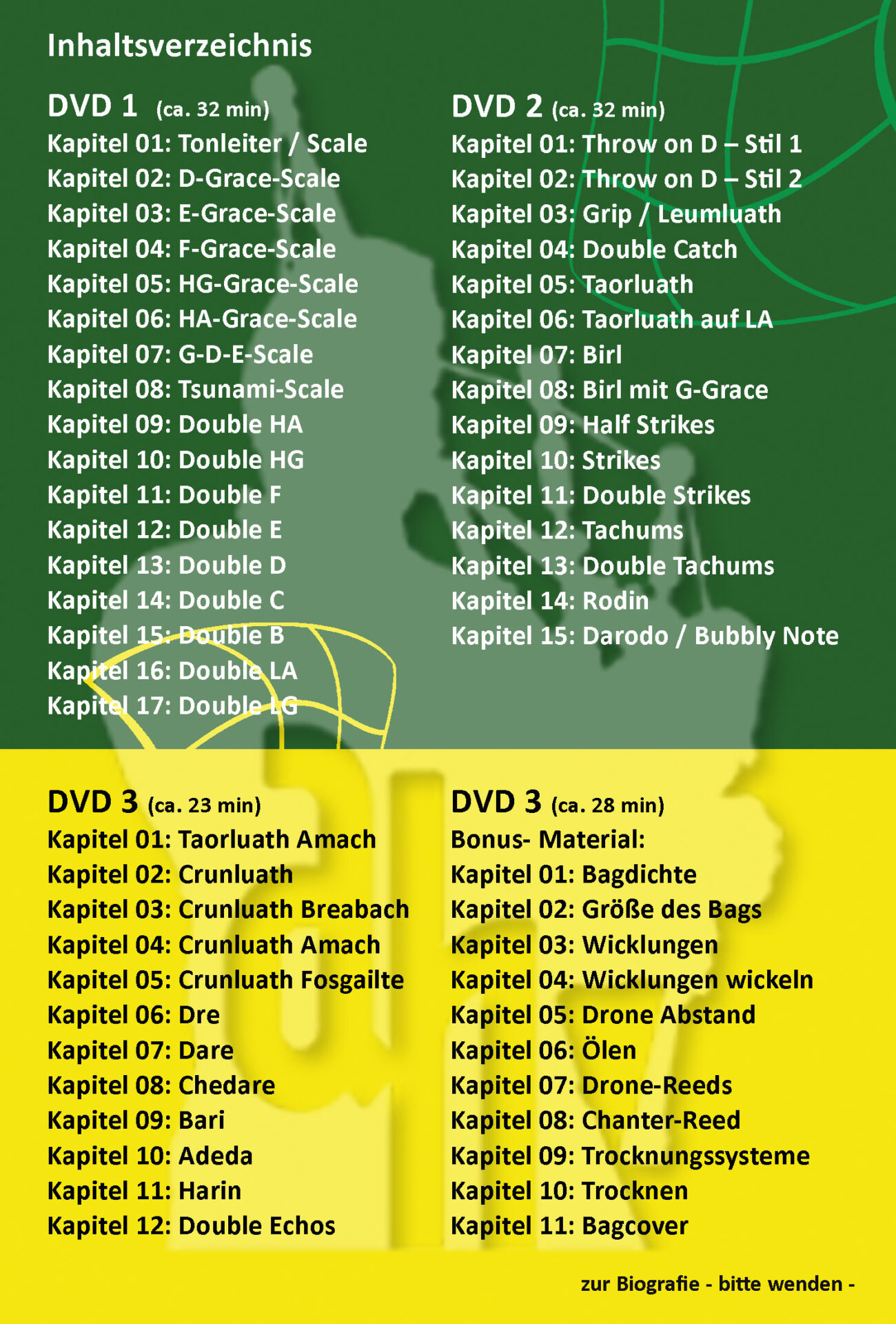Dudelsack-Lern-DVDs "Grün"- Inhalt