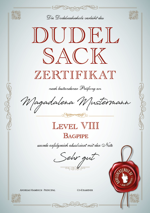 Dudelsackschule-Zertifikate-Level-8